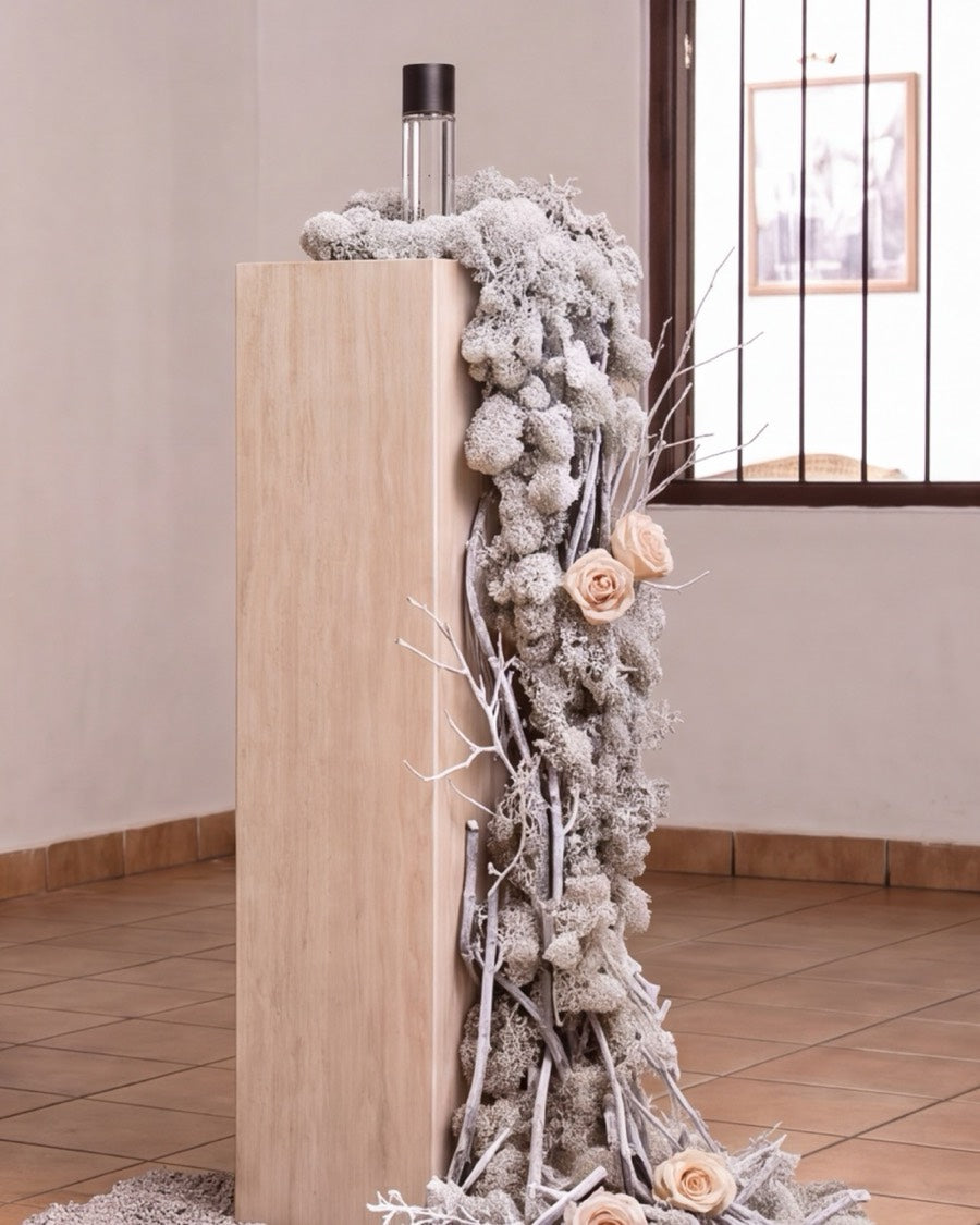 Nordic Frost on a travertine podium in the gallery