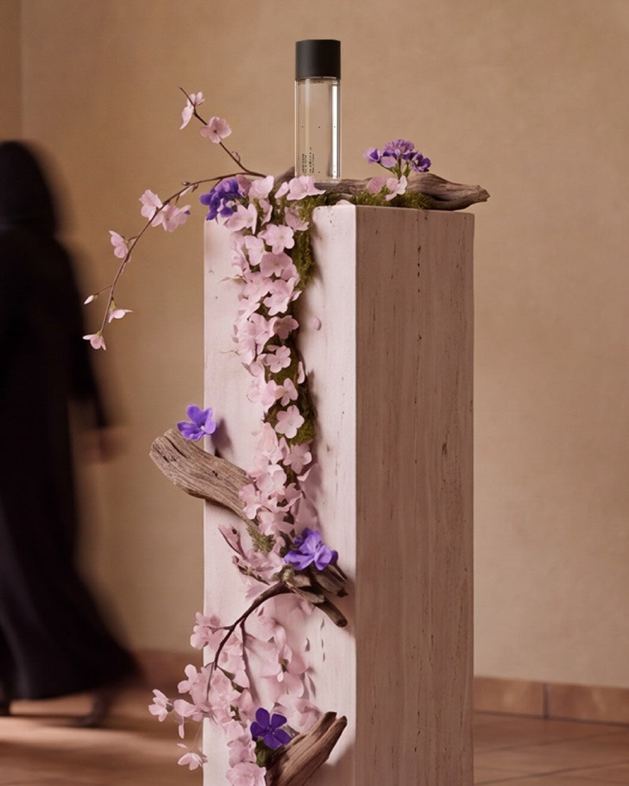 Sakura Blossom on a travertine podium in the gallery